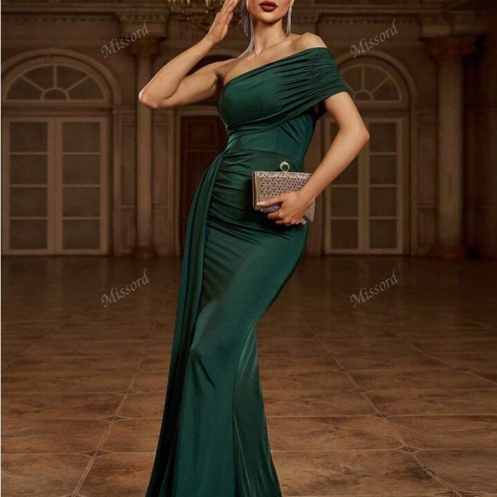 SHEIN One Shoulder Green Dress